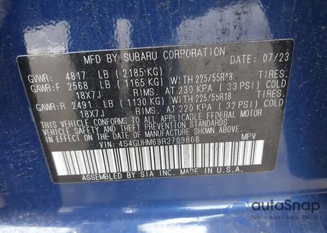 2024 Subaru Crosstrek Limited z USA, uszkodzony, nr VIN 4S4GUHM69R3709808